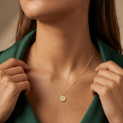 Gold Plated Hexagon CZ Pendant Necklace for Women