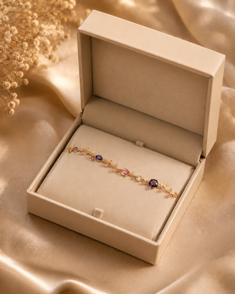 Gold Plated Multicolor Crystal Vine Bracelet for Women