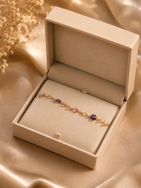Gold Plated Multicolor Crystal Vine Bracelet for Women