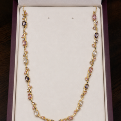 Gold Plated Multicolor Gemstone Vine Necklace for Women