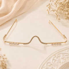 Luxury Gold-Tone Crystal Embellished Fashion Eyewear Frame