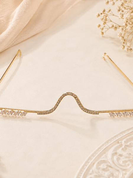 Luxury Gold-Tone Crystal Embellished Fashion Eyewear Frame