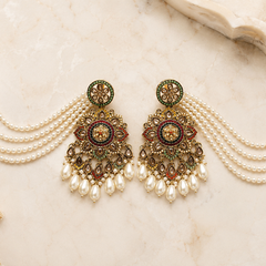 Regal Multicolour Pearl Earrings with tikka | Earrings for Women