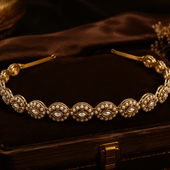 Rajasthani Pearl Kundan Headband | Hair Accessory for Women
