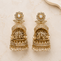 Royal Pearl Cascade Elephant Jhumkas Earrings | Earrings for Women