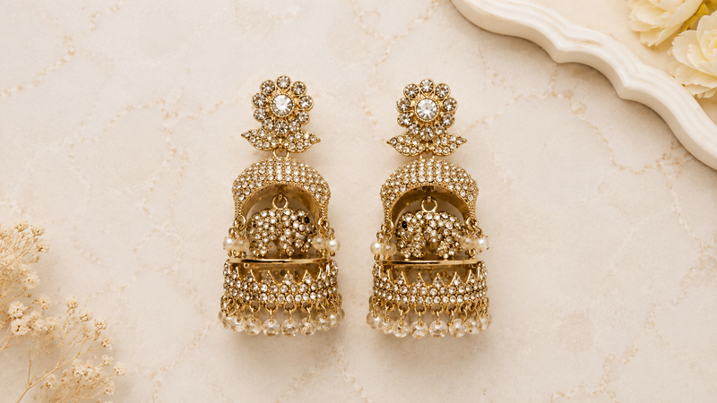 Royal Pearl Cascade Elephant Jhumkas Earrings | Earrings for Women