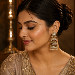 Royal Pearl Cascade Elephant Jhumkas Earrings | Earrings for Women