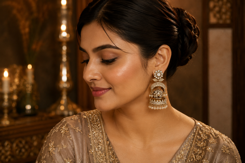 Royal Pearl Cascade Elephant Jhumkas Earrings | Earrings for Women