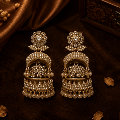 Royal Pearl Cascade Elephant Jhumkas Earrings | Earrings for Women