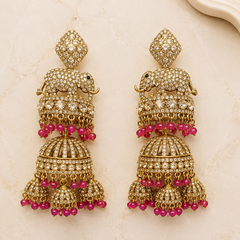 Royal Gajraj Ruby Cascade Jhumkas Earrings | Earrings for Women