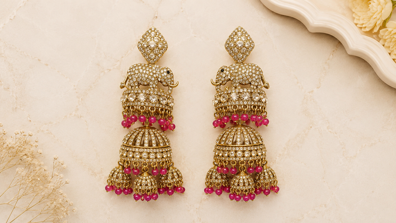Royal Gajraj Ruby Cascade Jhumkas Earrings | Earrings for Women