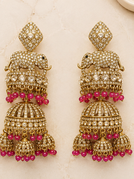 Royal Gajraj Ruby Cascade Jhumkas Earrings | Earrings for Women
