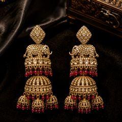 Royal Gajraj Ruby Cascade Jhumkas Earrings | Earrings for Women