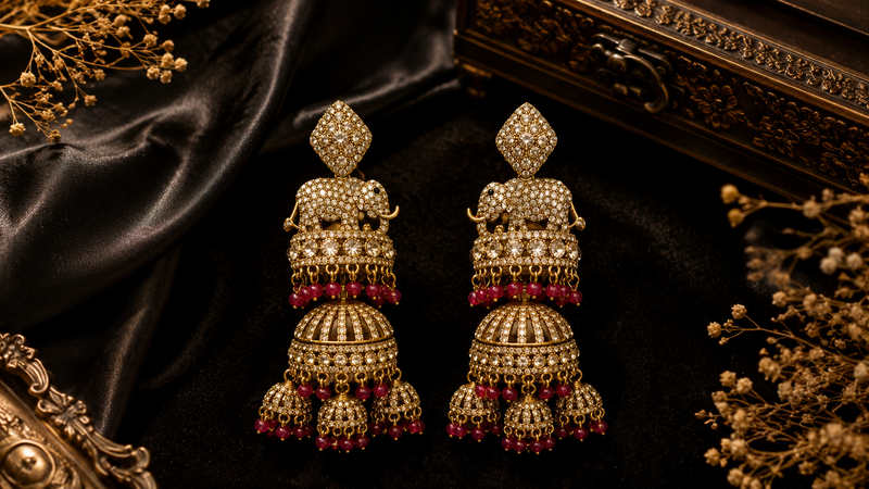 Royal Gajraj Ruby Cascade Jhumkas Earrings | Earrings for Women