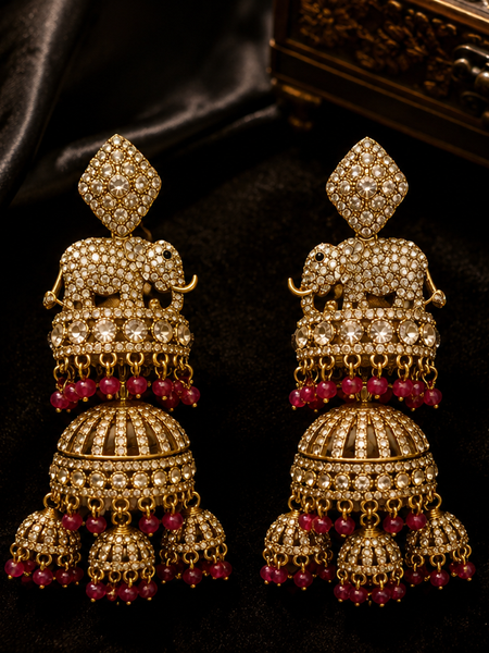 Royal Gajraj Ruby Cascade Jhumkas Earrings | Earrings for Women