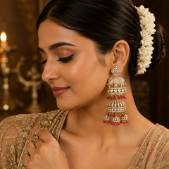 Royal Gajraj Ruby Cascade Jhumkas Earrings | Earrings for Women