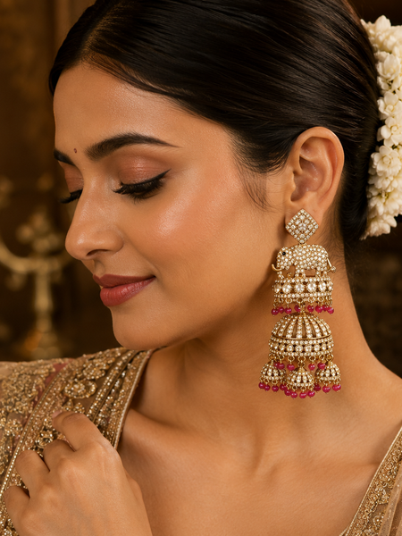 Royal Gajraj Ruby Cascade Jhumkas Earrings | Earrings for Women