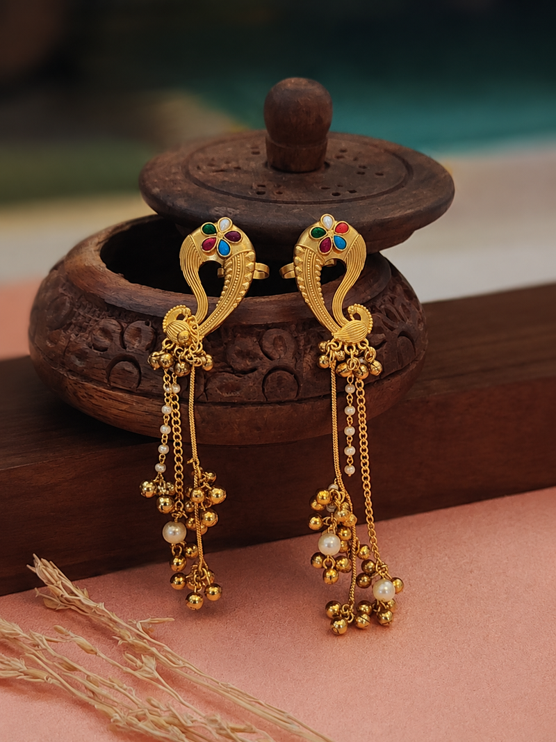 Antique Gold Mayura Danglers Earrings | Earrings for Women