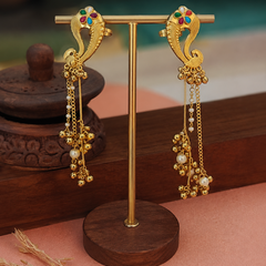 Antique Gold Mayura Danglers Earrings | Earrings for Women