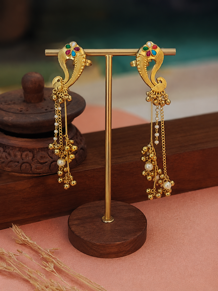 Antique Gold Mayura Danglers Earrings | Earrings for Women