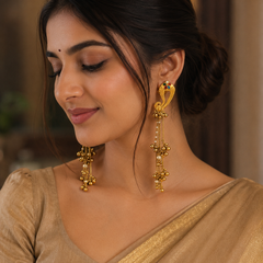 Antique Gold Mayura Danglers Earrings | Earrings for Women