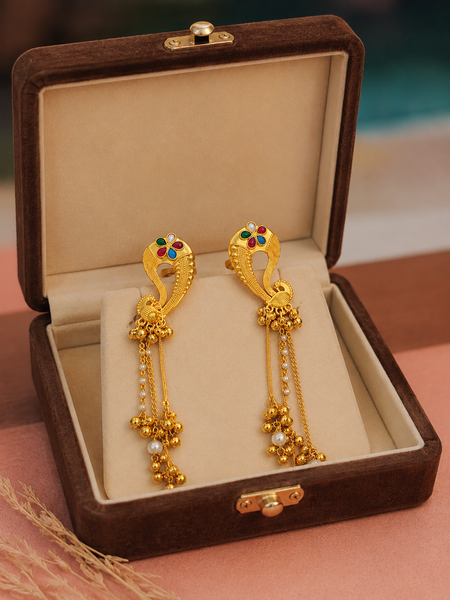 Antique Gold Mayura Danglers Earrings | Earrings for Women