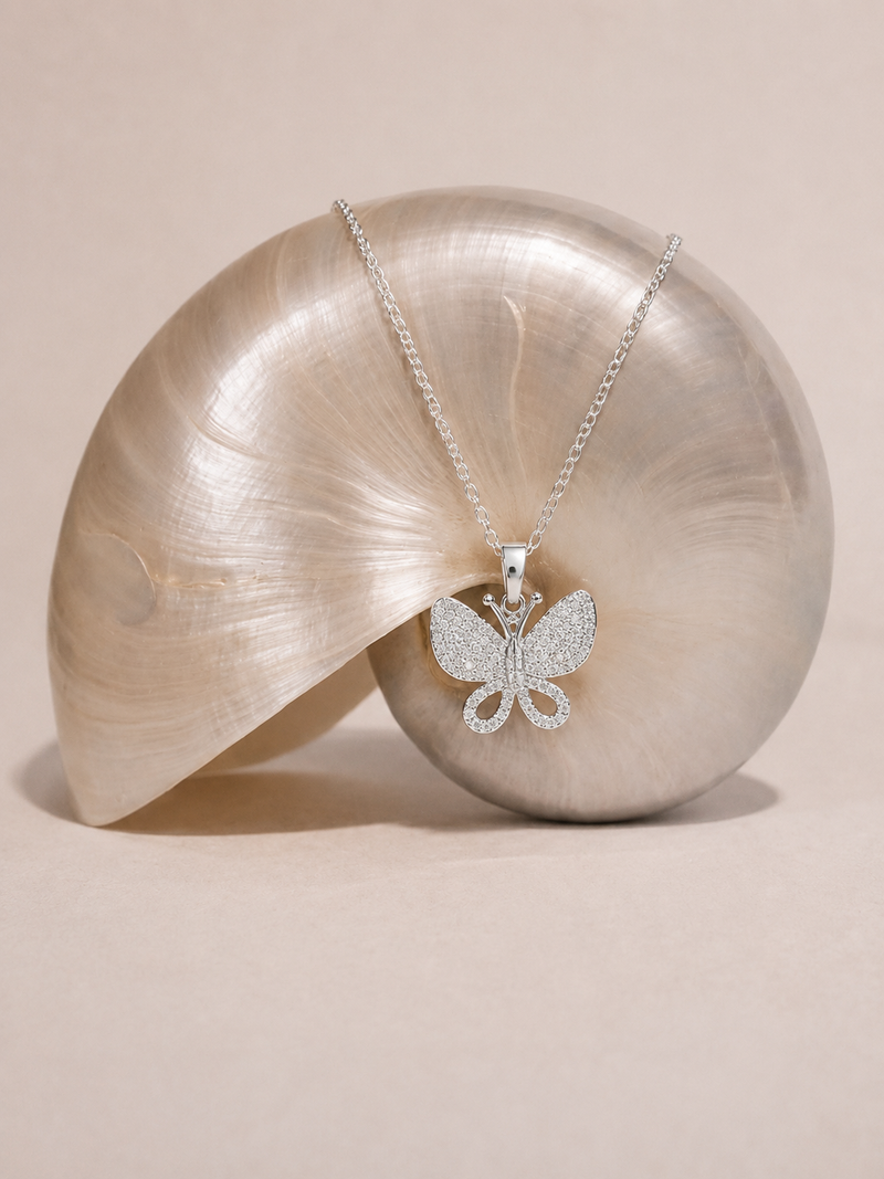 Celeste Butterfly Silver Pendant Necklace | Necklace for Women