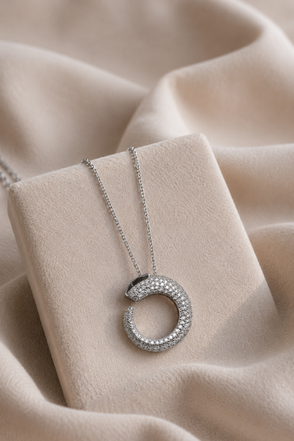 Open Circle Crystal Necklace