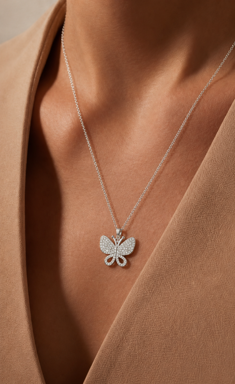 Celeste Butterfly Silver Pendant Necklace | Necklace for Women