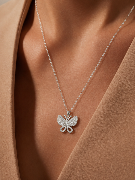 Celeste Butterfly Silver Pendant Necklace | Necklace for Women