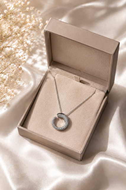 Open Circle Crystal Necklace