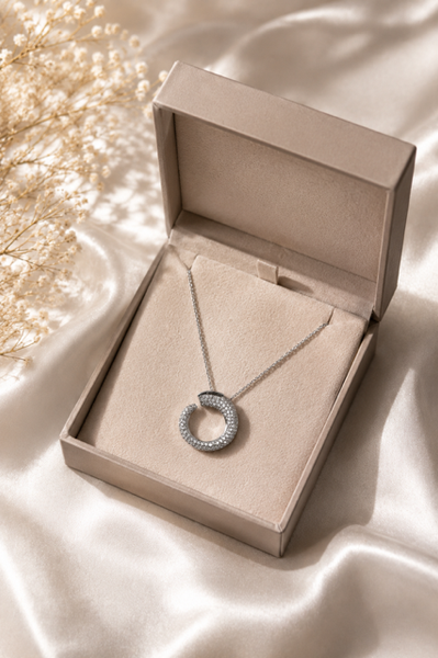 Open Circle Crystal Necklace