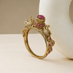 Royal Ruby Peacock Heritage Kada | Bracelet for Women