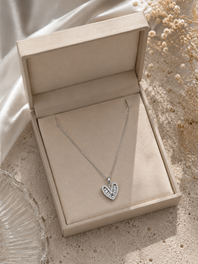 Aurora Open Heart Crystal Pendant Necklace | Necklace for Women