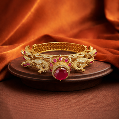 Royal Ruby Peacock Heritage Kada | Bracelet for Women
