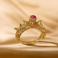 Royal Ruby Peacock Heritage Kada | Bracelet for Women