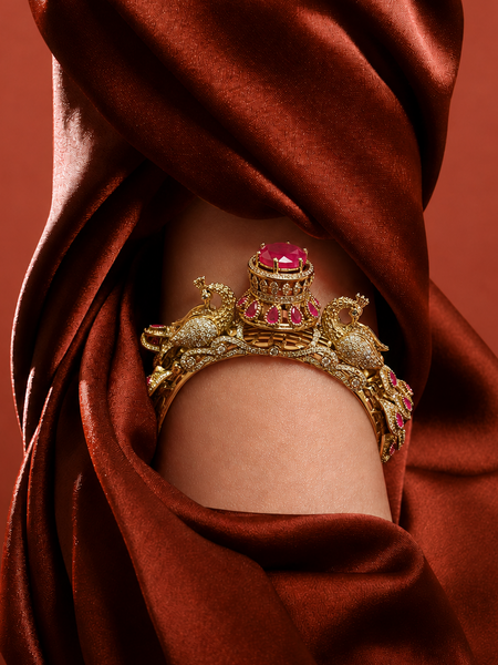 Royal Ruby Peacock Heritage Kada | Bracelet for Women
