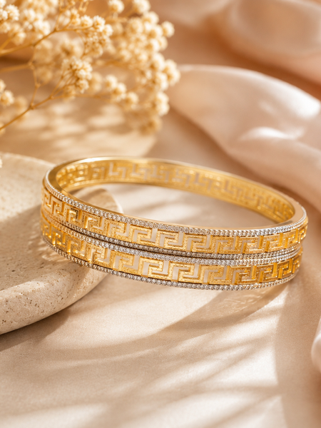 Greek Pattern Cut Bangles for Women