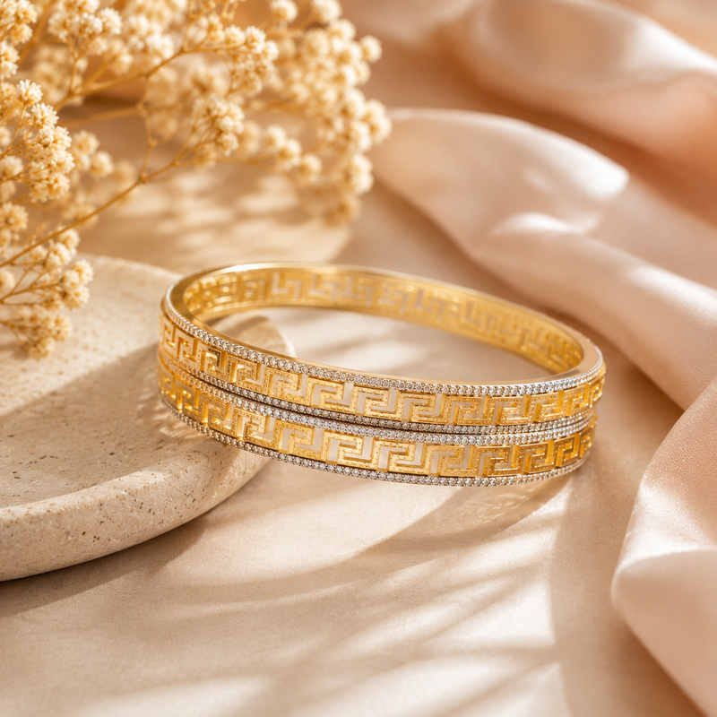 Greek Pattern Cut Bangles for Women