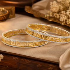 Greek Pattern Cut Bangles for Women