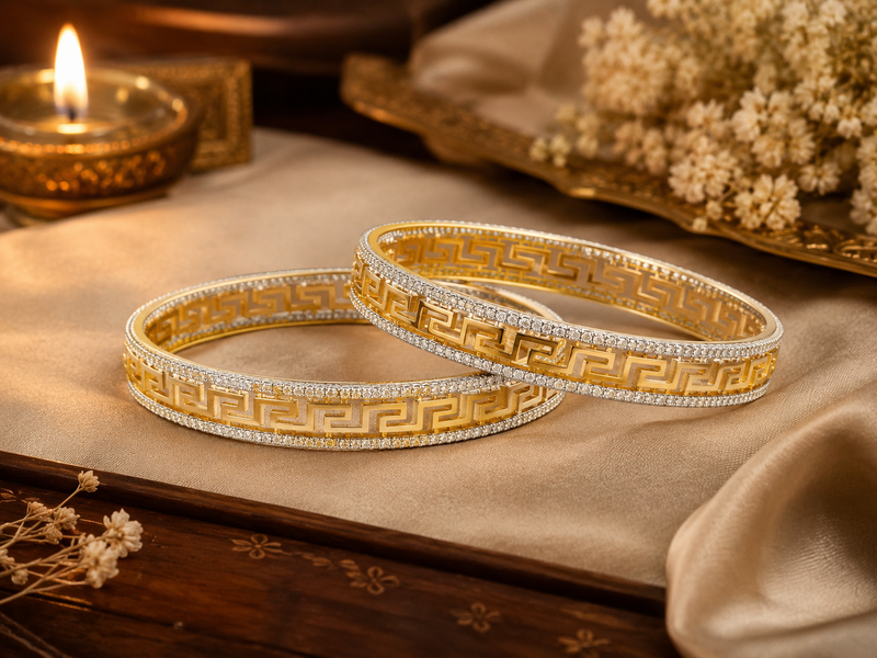 Greek Pattern Cut Bangles for Women