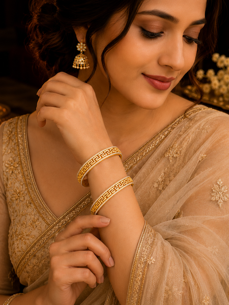 Greek Pattern Cut Bangles for Women