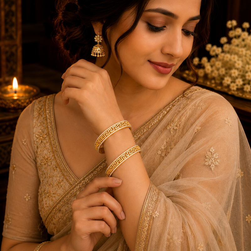 Greek Pattern Cut Bangles for Women
