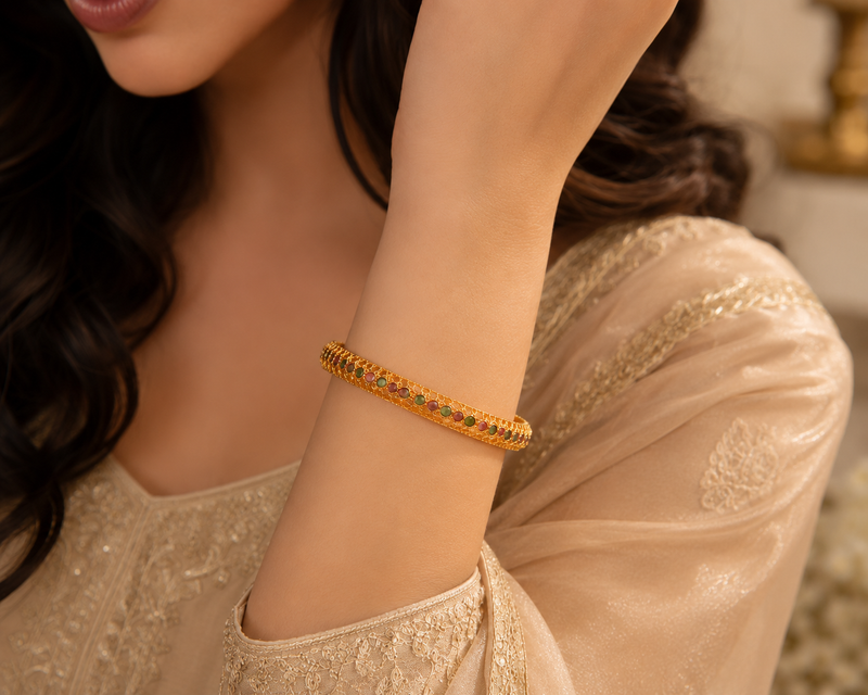 Multicolor Stone Bangle Bracelet for Women