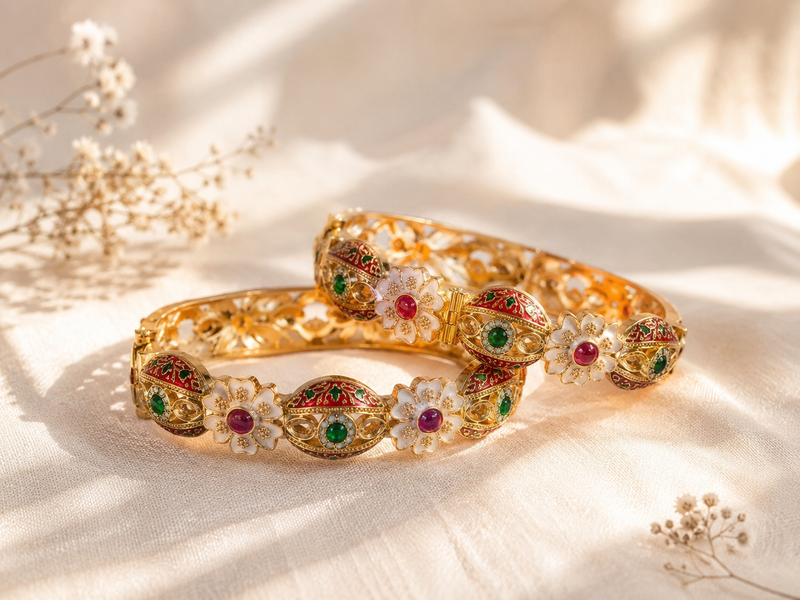 Elegant Traditional Floral Kada Bangles for Women