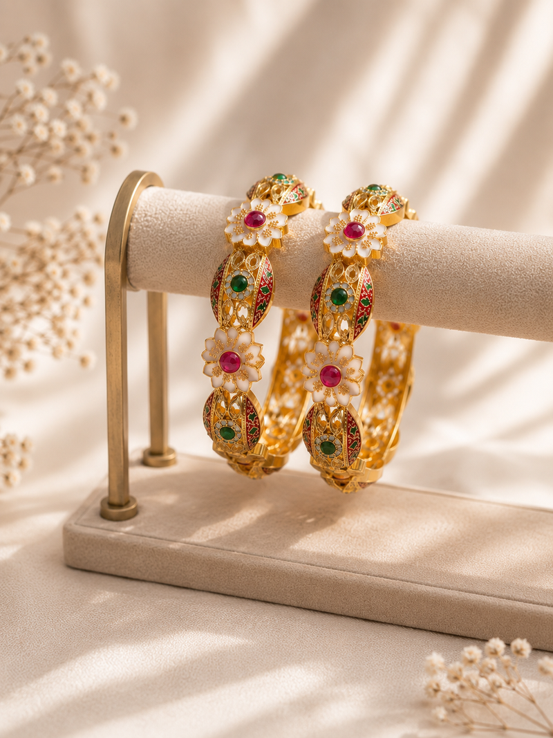 Elegant Traditional Floral Kada Bangles for Women