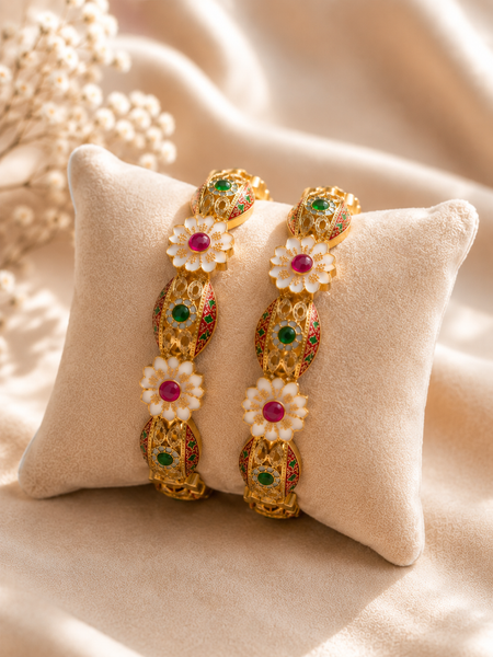 Elegant Traditional Floral Kada Bangles for Women