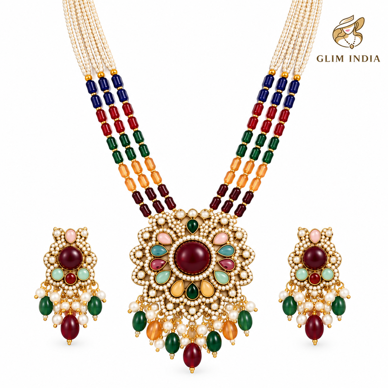 Royal Mosaic Pearl Necklace Set