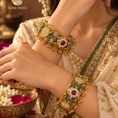 Rajwadi Gulnaar Pearl Ghungroo Bangles