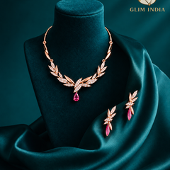 Rosé Bloom Crystal Necklace Set